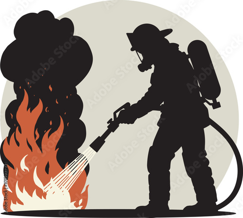 Silhouette of a fireman design art which can be used for your stuff
