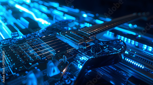 guitar technology blue light.