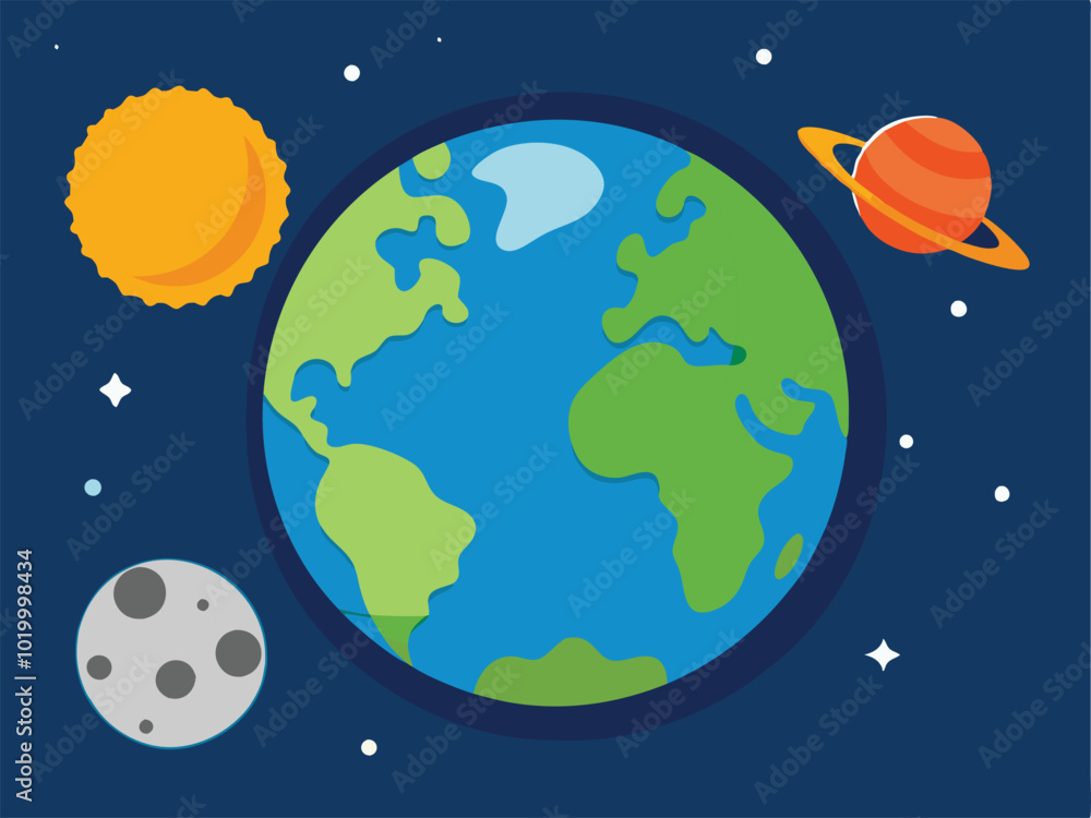 earth sun moon solar system space vector illustration graphic design earth sun moon solar system space vector illustration graphic design