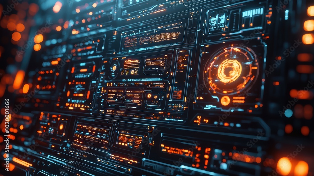 Obraz premium Futuristic Technology Interface in Abstract 3D Art