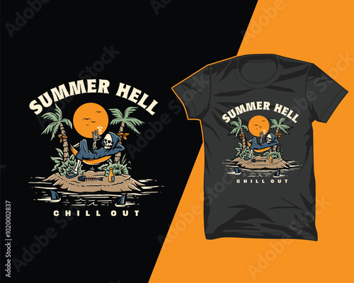 summer hell grim reaper tshirt design