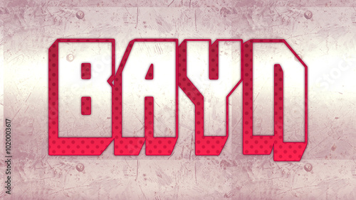 Cute 3d bold outline pink Arabic word design of Bayn on white background. photo