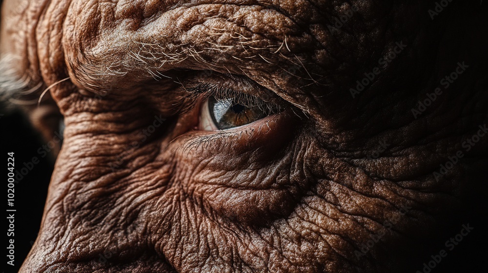 Close-Up of an Elderly Eye with Detailed Wrinkles Close-Up of an Elderly Eye with Detailed Wrinkles