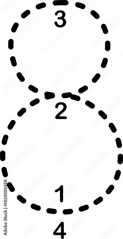 Tracing number 8. Doodle style. Tracing number 8. Doodle style.