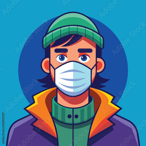 man caught cold fever sneeze vector illustration graphic design