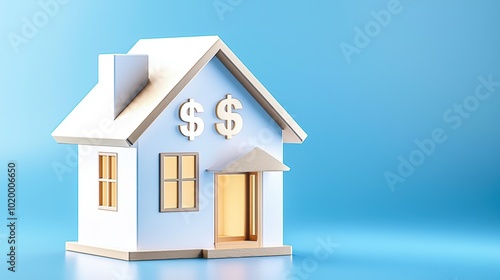 Stylized House with Dollar Signs for Financial Concepts