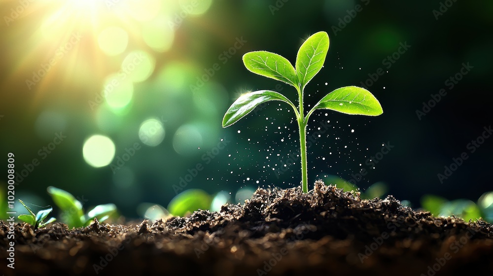 Vibrant Seedling Radiating Energy in Nature Vibrant Seedling Radiating Energy in Nature