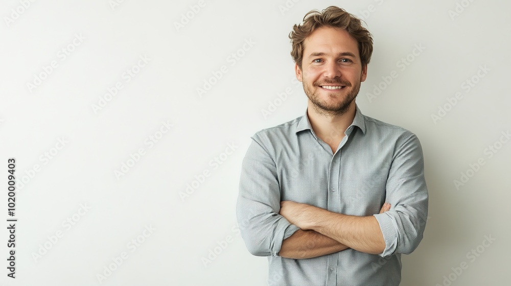 Confident man smiling against a neutral background Confident man smiling against a neutral background