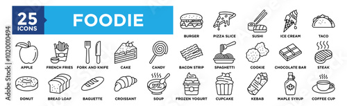 Foodies icon collection set. Containing design food, meal, lifestyle, tasty, delicious