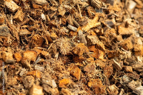 Coconut husk for mixing into fertilizer photo