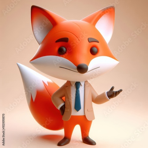 3d rendering of cute fox photo