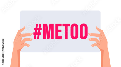 Two hands holding a sign with the hashtag metoo on it