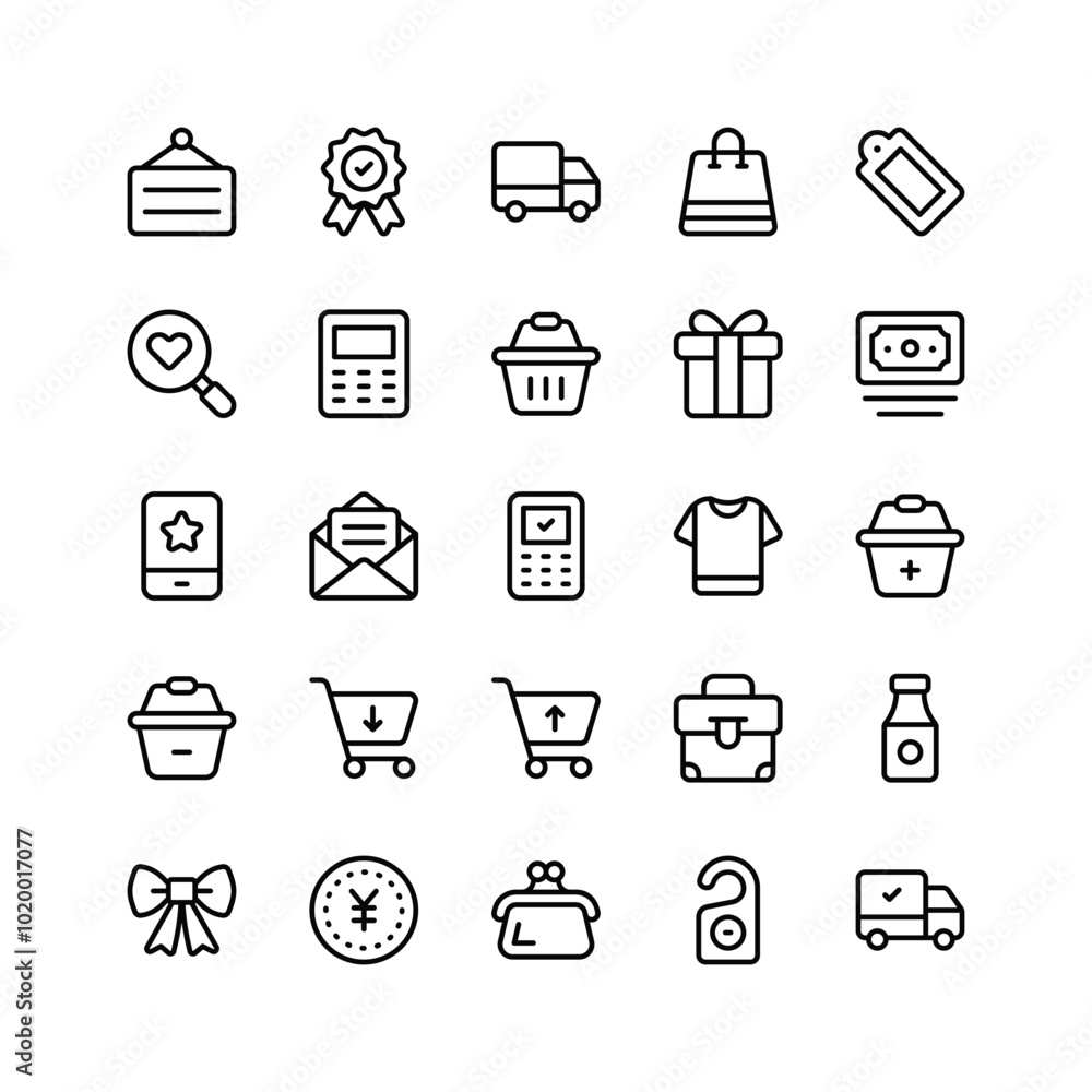 Pack of shopping ecommerce icons in modern design style Pack of shopping ecommerce icons in modern design style