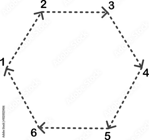 Simple learning to draw a hexagon. Dot to dot. photo