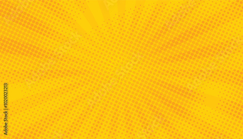 Bright yellow comic sunburst effect with halftone. comic book background. comic halftone background. sun rays abstract background. yellow sunbeam. vector illustration