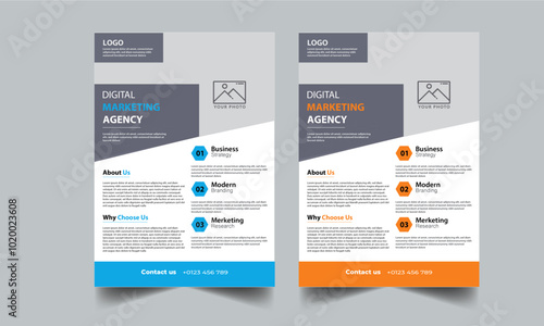 Corporate flyer design template with 2 color design concept layout
