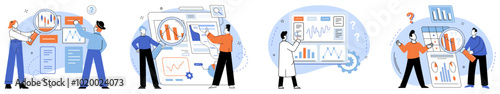 Competitors analysis vector illustration. Competitors analysis concept, compass, directs business decisions based on magnetic pull rivals strategies Opposing, reflection, reveals mirror image