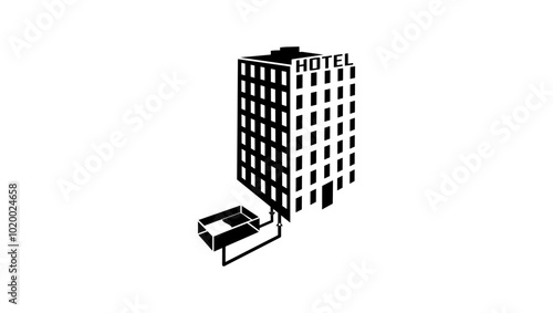 Hotel Wastewater Treatment Tank System, black isolated silhouett