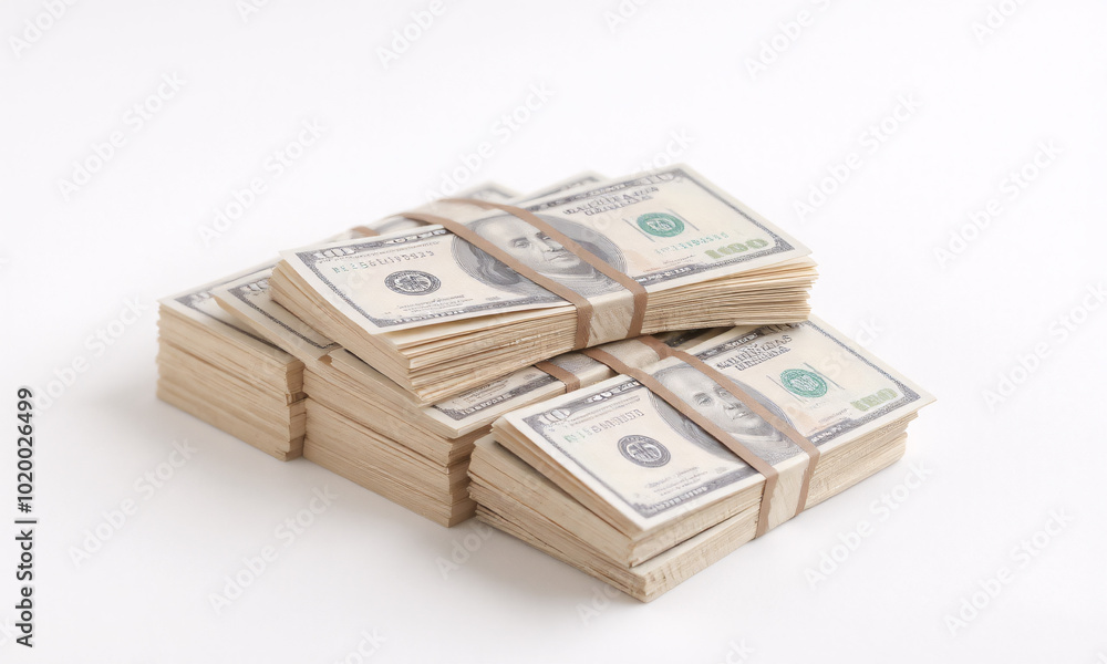 piles of money  isolated on white background