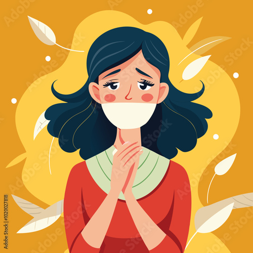 women caught cold fever sneeze vector illustration graphic design