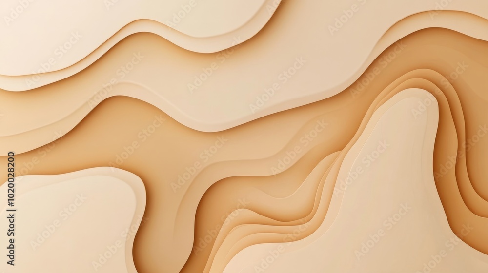 Abstract background. Layered paper design with soft beige tones creating a fluid and modern aesthetic for interior decor and branding projects Abstract background. Layered paper design with soft beige tones creating a fluid and modern aesthetic for interior decor and branding projects