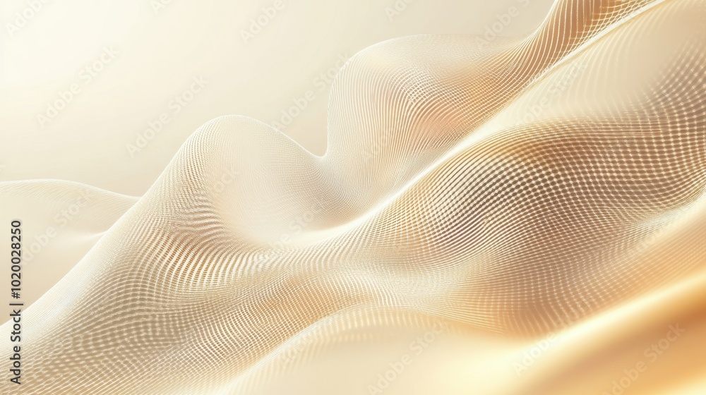 Abstract background. Soft golden fabric flowing gently under warm light in an elegant abstract design Abstract background. Soft golden fabric flowing gently under warm light in an elegant abstract design