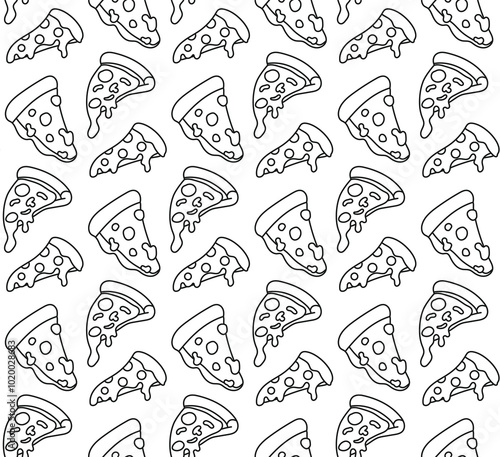 pizza slice soft seamless pattern outlines vector design