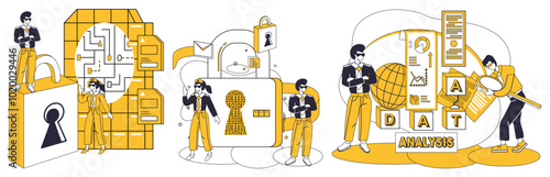 Data integration vector illustration. Data integration, master chef, concocts gourmet dish insights from diverse ingredients Merging, choreographer, designs dance where data seamlessly intertwines