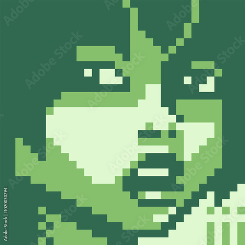 Beautiful woman pixel art style asian fashion young girl face character close-up, avatar, portrait and profile picture. Design of 80s. Game assets. 8-bit. Isolated vector illustration.