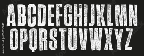 Cartoon Rough Font. Individually textured characters with a rough inked letterpress print texture. Unique design font