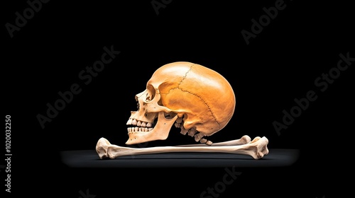 Macabre Skeletal Tableau in Stark Minimalist Photographic Composition photo