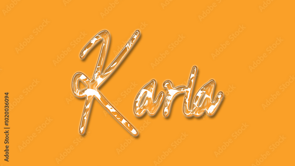 3D Thick Transparent Liquid text effect of name Karla on Yellow Background. 3D Thick Transparent Liquid text effect of name Karla on Yellow Background.