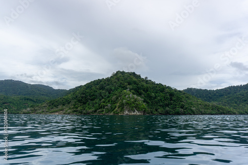 Landscape of Weh island and Rubiah island. Beautiful landcape of Sabang Island in Sumatera Indonesia. Island view from the boat. photo