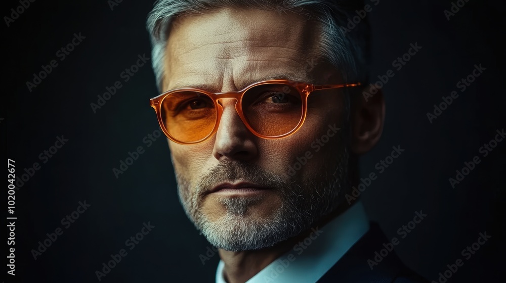 Man in Orange Sunglasses. Man in Orange Sunglasses.