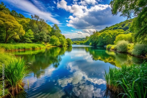 Tranquil Scenic View of Featherbed Nature Reserve Surrounded by Lush Greenery and Serene Waters