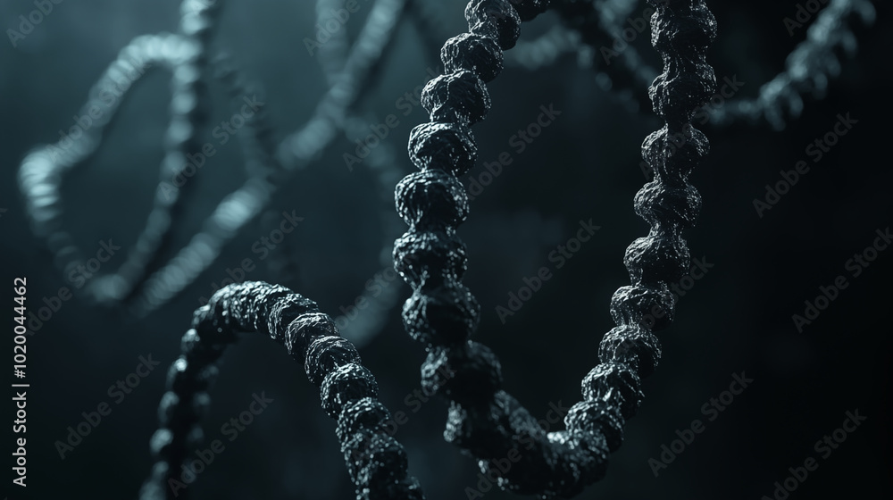 Microscopic view of DNA strands, genetic research concept Microscopic view of DNA strands, genetic research concept