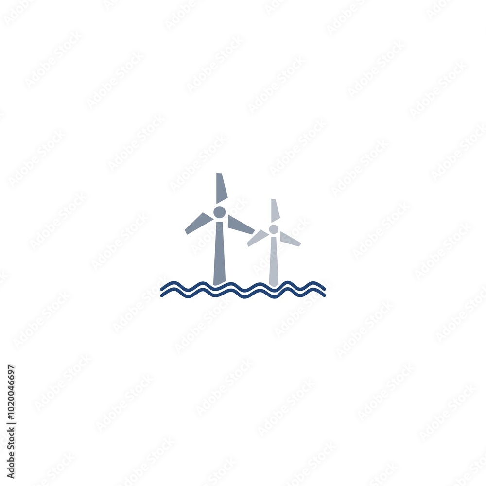 Offshore wind turbines icon isolated on white background Offshore wind turbines icon isolated on white background