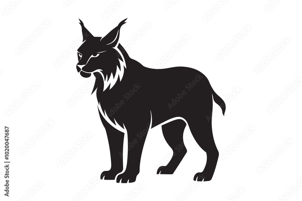 Obraz premium Lynx silhouette vector illustration, Lynx silhouette vector
