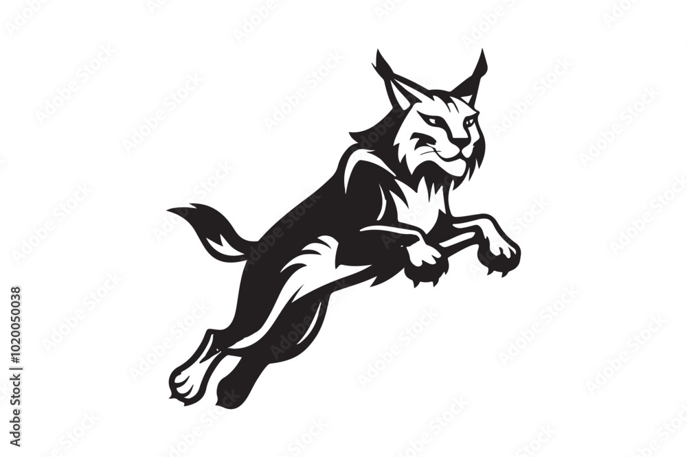 Fototapeta premium Lynx silhouette vector illustration, Lynx silhouette vector 