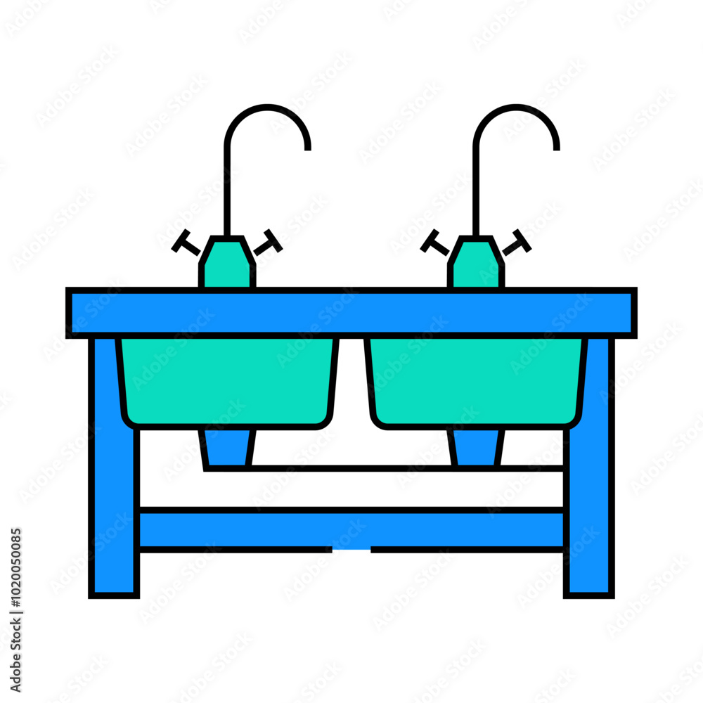 sinks restaurant equipment line icon vector. sinks restaurant equipment sign. isolated symbol illustration sinks restaurant equipment line icon vector. sinks restaurant equipment sign. isolated symbol illustration