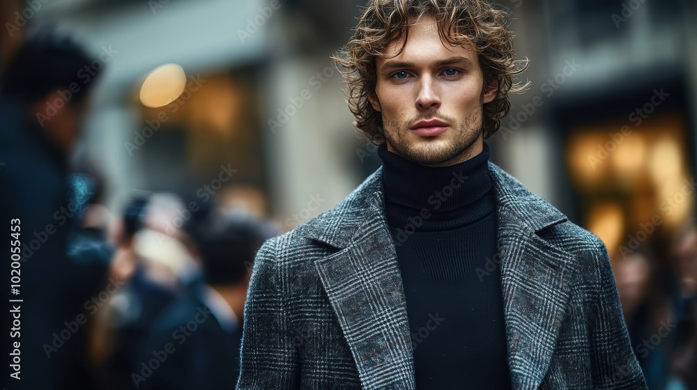 Fototapeta premium Man in Grey Coat.
