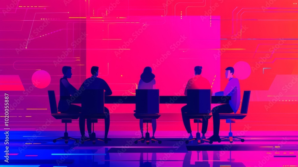 Diverse Group of Workers in a Vibrant Office Setting Diverse Group of Workers in a Vibrant Office Setting