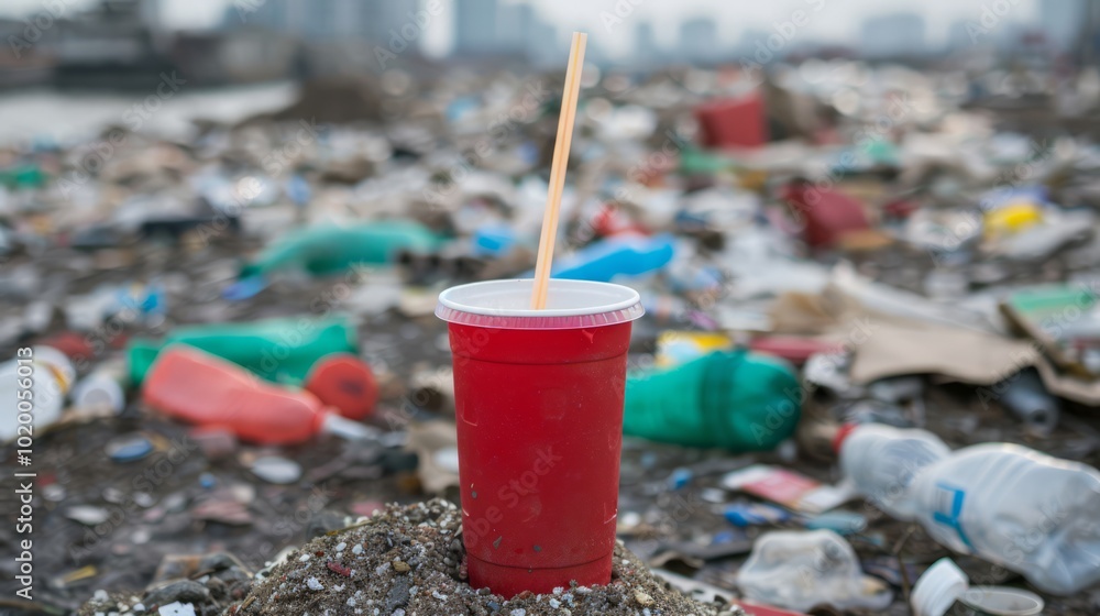 Overflowing Landfill Filled with Single-Use Plastic Waste Overflowing Landfill Filled with Single-Use Plastic Waste