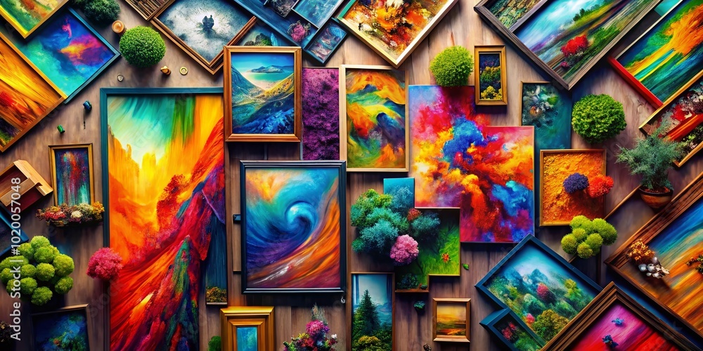 Fototapeta premium Vibrant Abstract Art Pieces Showcasing Colorful Brushstrokes and Unique Textures for Home Decor