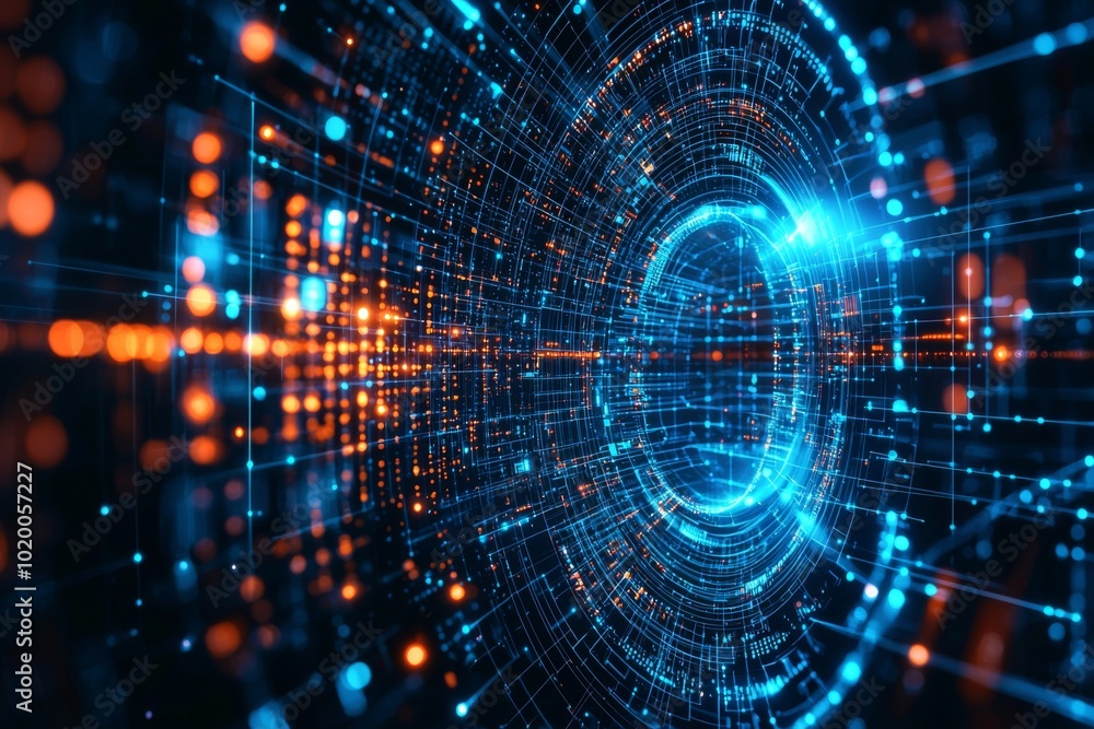 Digital Technology background of data and network created with Generative AI Digital Technology background of data and network created with Generative AI