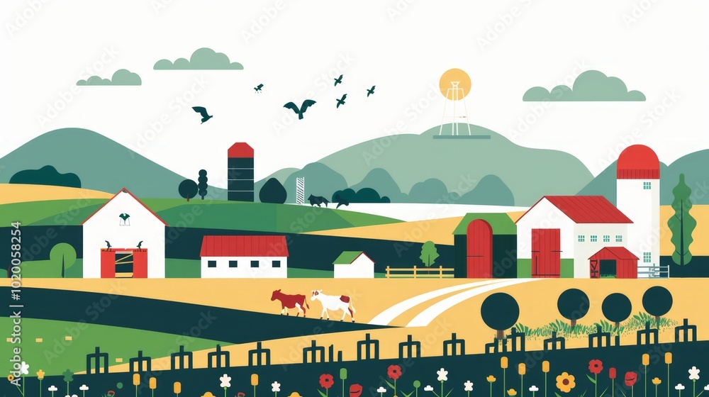 Minimalistic Agriculture Landscape Design Front View Minimalistic Agriculture Landscape Design Front View