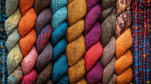 Close-Up of Intertwined Multicolored Braided Fabric