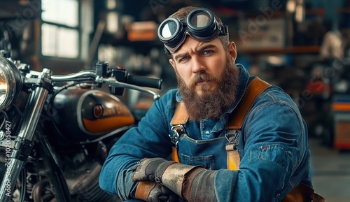 Mechanic with Motorcycle.