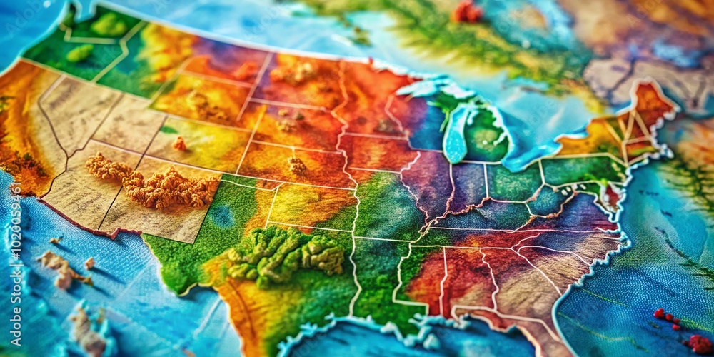 Naklejka premium Vibrant and Colorful United States Map Illustration for Educational and Decorative Purposes