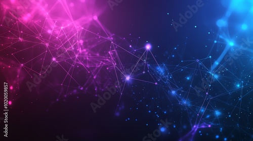 An abstract representation of a digital network, featuring vibrant pink and blue hues that symbolize connections and technological advancement in a dynamic manner